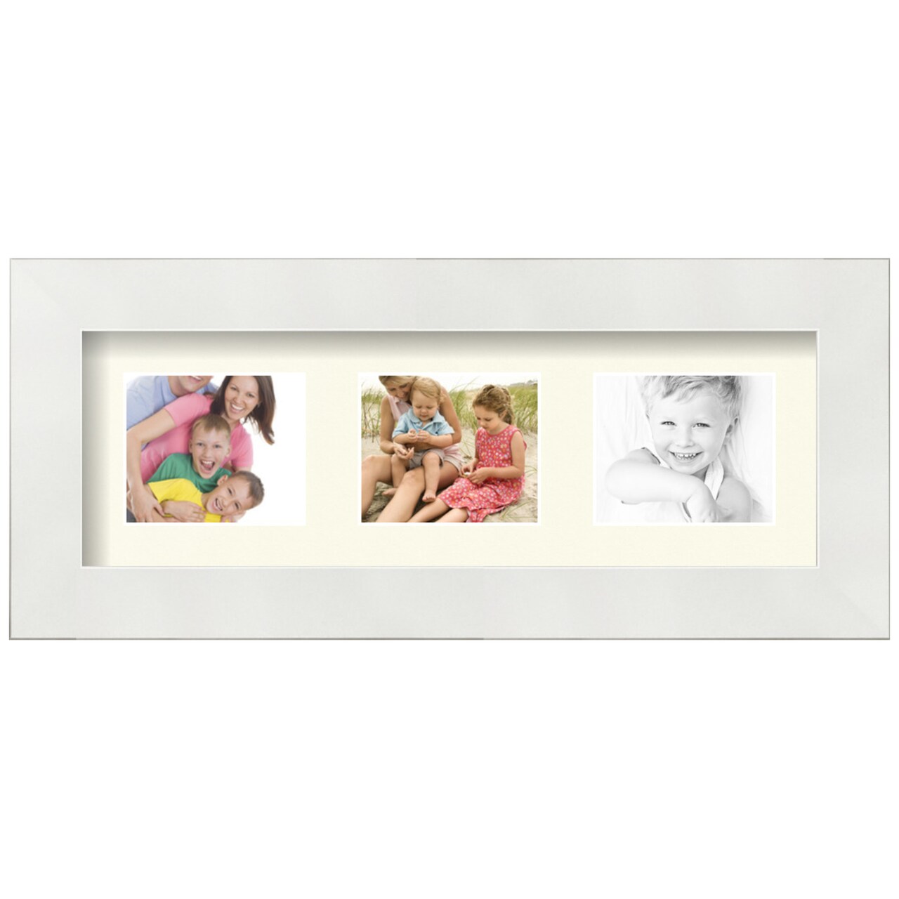 ArtToFrames Collage Photo Picture Frame with 3 - 2.5x3 inch Openings, Framed in White with Over 62 Mat Color Options and Regular Glass (CSM-3966-7649)